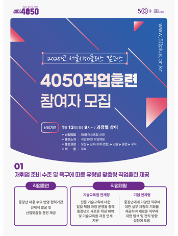 서울시, 중장년 취업의 돌파구 연다… 4,400명 대상 직업훈련·디지털직무교육 시작